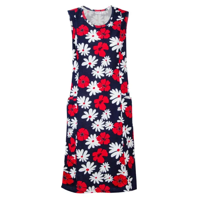 Dress knitted m.F-078 flowers on blue cotton TM Yaroslav