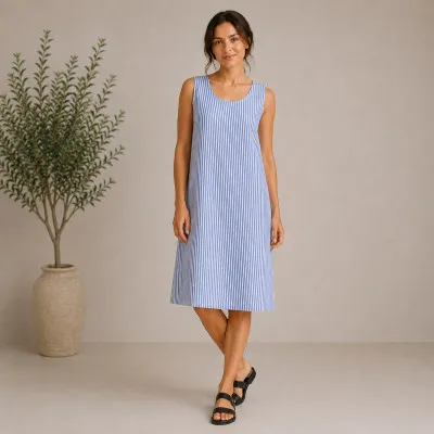 Dress cotton m.F-270 blue stripe TM Yaroslav