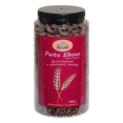 Pasta Horns are special from black wheat 450 g in a jar TM Yaroslav